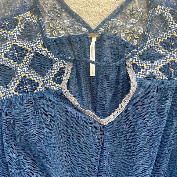 Free People Sheer Top Navy Blue - Picture 4 of 8